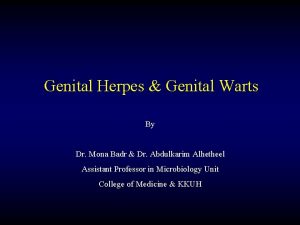 Genital Herpes Genital Warts By Dr Mona Badr