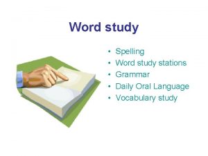 Word study Spelling Word study stations Grammar Daily