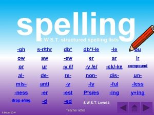 spelling S W S T structured spelling lists
