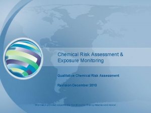Chemical Risk Assessment Exposure Monitoring Qualitative Chemical Risk