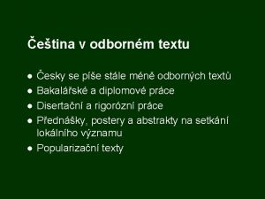 etina v odbornm textu esky se pe stle