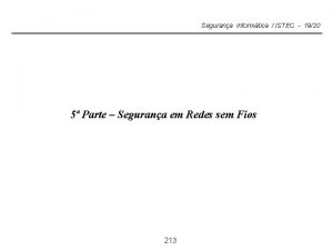 Segurana Informtica ISTEC 1920 5 Parte Segurana em