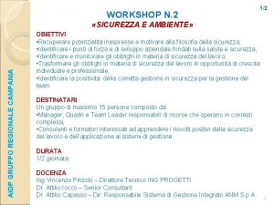 WORKSHOP N 2 12 AIDP GRUPPO REGIONALE CAMPANIA