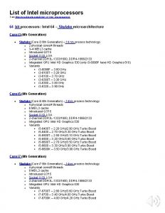 List of Intel microprocessors From https en wikipedia