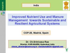 India Improved Nutrient Use and Manure Management towards