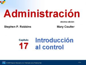 Administracin dcima edicin Stephen P Robbins Captulo 17