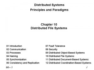 Distributed Systems Principles and Paradigms Chapter 10 Distributed