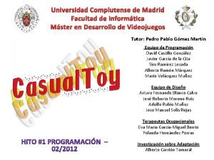 Universidad Complutense de Madrid Facultad de Informtica Mster