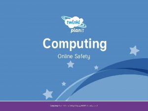 Computing Online Safety Year One Computing Year 1