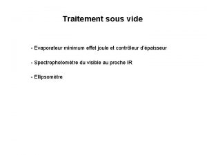 Traitement sous vide Evaporateur minimum effet joule et