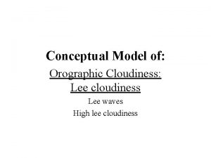 Conceptual Model of Orographic Cloudiness Lee cloudiness Lee