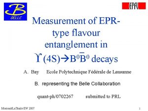 Measurement of EPRtype flavour entanglement in 0 0