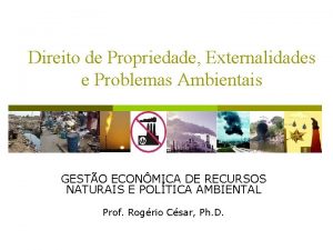 Direito de Propriedade Externalidades e Problemas Ambientais GESTO