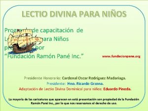 LECTIO DIVINA PARA NIOS Programa de capacitacin de