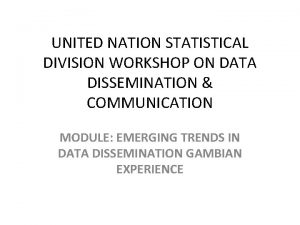 UNITED NATION STATISTICAL DIVISION WORKSHOP ON DATA DISSEMINATION