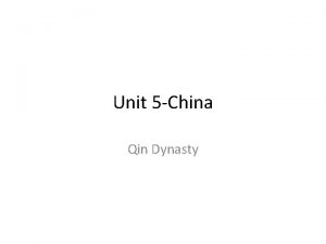 Unit 5 China Qin Dynasty WarmUp 1 Pottydont