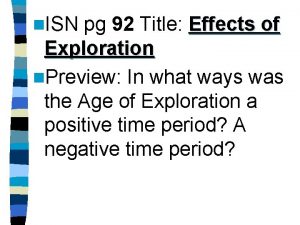 n ISN pg 92 Title Effects of Exploration
