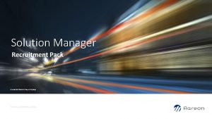 Solution Manager Recruitment Pack An Aareal Bank Group