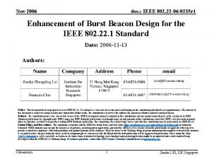 Nov 2006 doc IEEE 802 22 060235 r