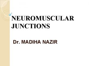 NEUROMUSCULAR JUNCTIONS Dr MADIHA NAZIR Neuromuscular junction in