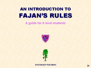 AN INTRODUCTION TO FAJANS RULES A guide for