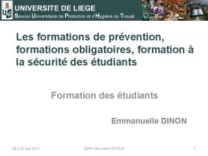 Les formations de prvention formations obligatoires formation la