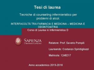 Tesi di laurea Tecniche di counseling infermieristico per