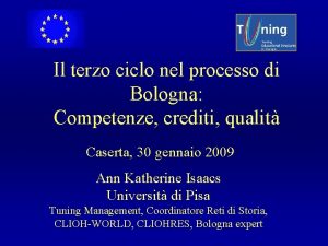 Il terzo ciclo nel processo di Bologna Competenze