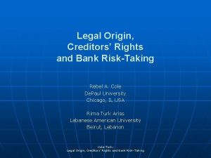 Legal Origin Creditors Rights and Bank RiskTaking Rebel