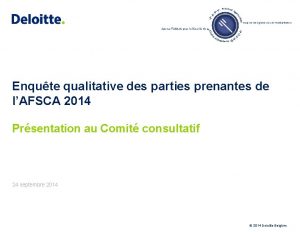 Enqute qualitative des parties prenantes de lAFSCA 2014