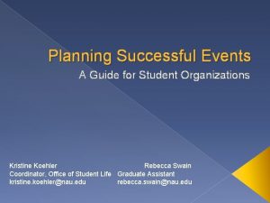 Planning Successful Events A Guide for Student Organizations