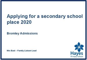 Applying for a secondary school place 2020 Bromley