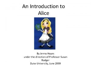 An Introduction to Alice By Jenna Hayes under