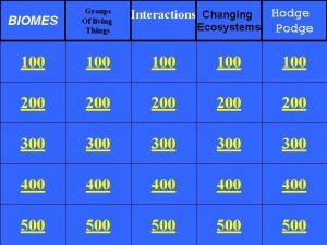 BIOMES Groups Of living Things 100 100 100