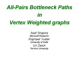 AllPairs Bottleneck Paths in Vertex Weighted graphs Asaf