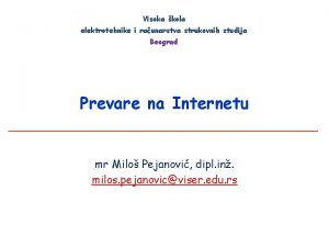 Visoka kola elektrotehnike i raunarstva strukovnih studija Beograd