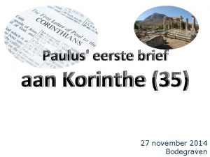 Paulus eerste brief aan Korinthe 35 27 november