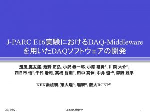 DAQMiddleware DAQ DAQ XML System Configuration PC Daq