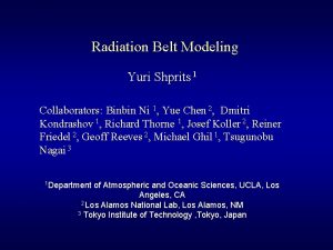 Radiation Belt Modeling Yuri Shprits 1 Collaborators Binbin