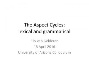 The Aspect Cycles lexical and grammatical Elly van