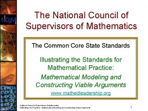 The National Council of Supervisors of Mathematics The