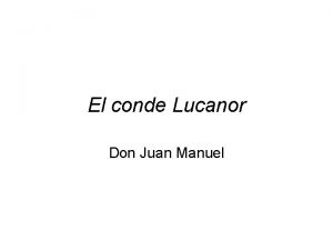 El conde Lucanor Don Juan Manuel En espaol