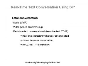 RealTime Text Conversation Using SIP Total conversation Audio