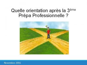 Quelle orientation aprs la 3me Prpa Professionnelle Novembre