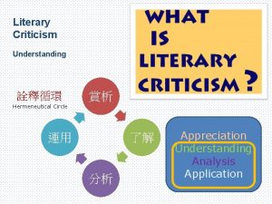 Literary Criticism Understanding Hermeneutical Circle Appreciation Understanding Analysis