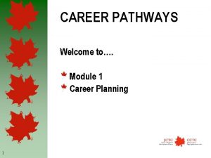 CAREER PATHWAYS Welcome to Module 1 Career Planning