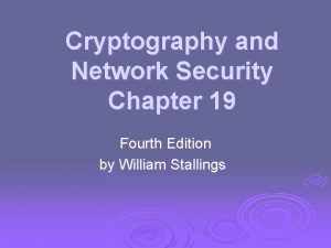 Cryptography and Network Security Chapter 19 Fourth Edition