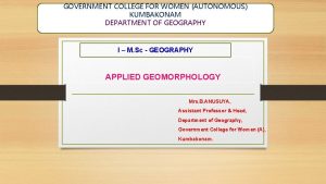 GOVERNMENT COLLEGE FOR WOMEN AUTONOMOUS KUMBAKONAM DEPARTMENT OF