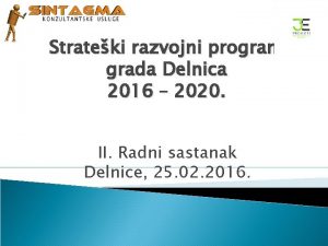 Strateki razvojni program grada Delnica 2016 2020 II