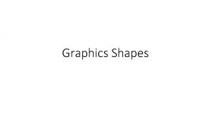Graphics Shapes Setup for using graphics You have